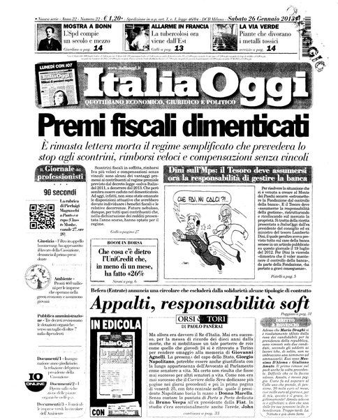 Italia oggi : quotidiano di economia finanza e politica